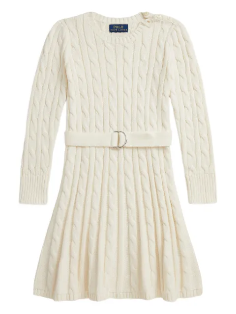 POLO RALPH LAUREN KIDS cable-knit belted dress
