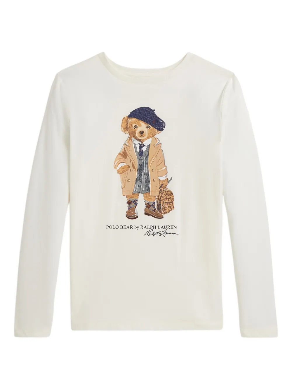 POLO RALPH LAUREN KIDS T-shirt met ronde hals en beerprint Wit