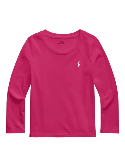POLO RALPH LAUREN KIDS تيشيرت بأكمام طويلة ورقبة مفتوحة حتى الصدر