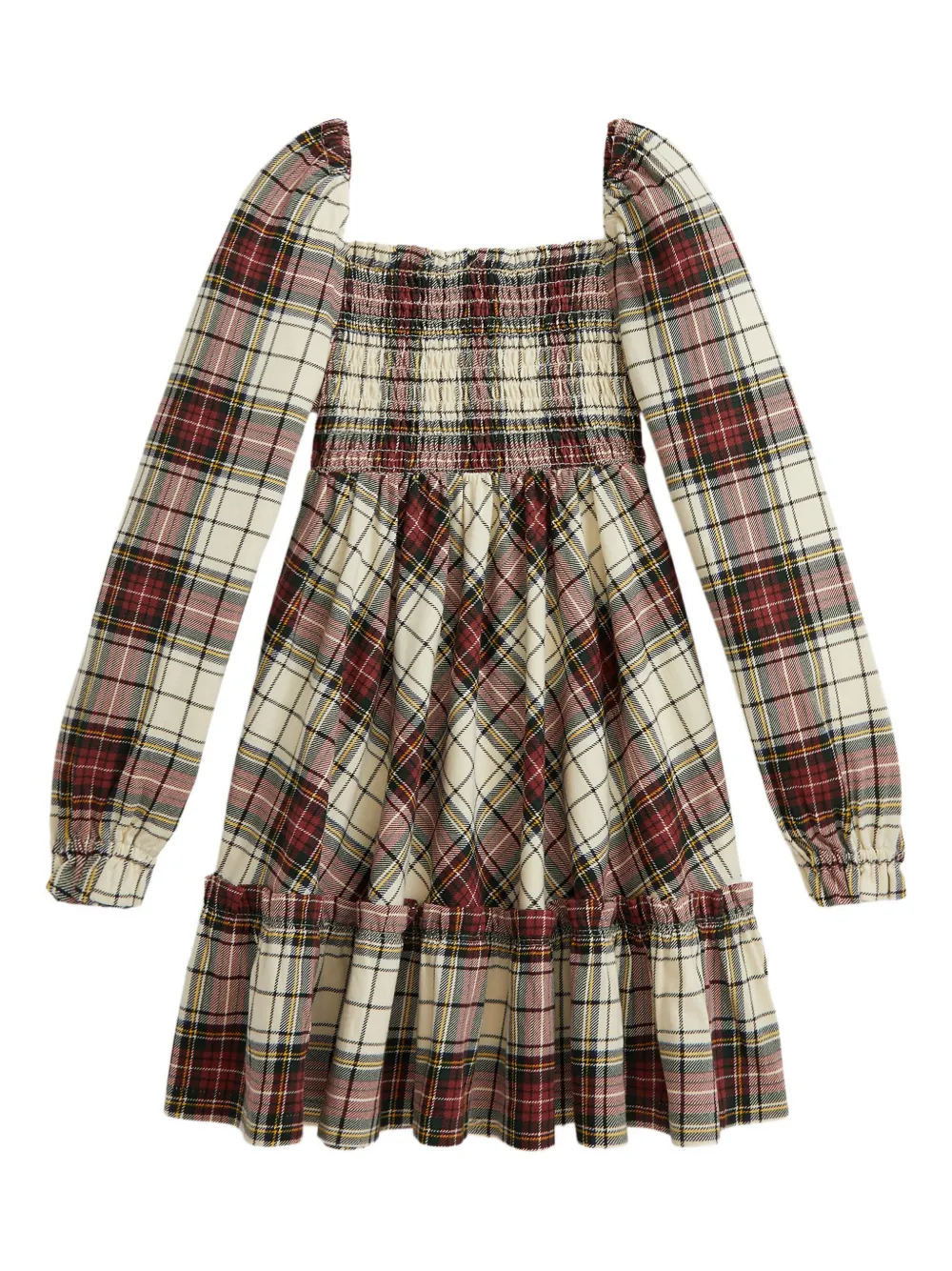 POLO RALPH LAUREN KIDS square-neck smocked dress | Neutrals | Image 1
