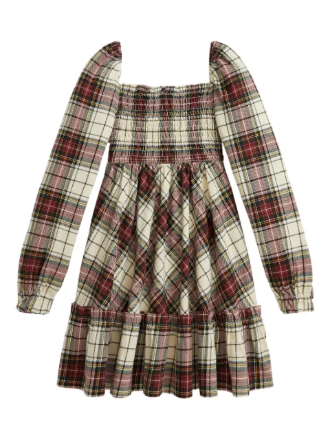 POLO RALPH LAUREN KIDS vestido fruncido con cuello cuadrado