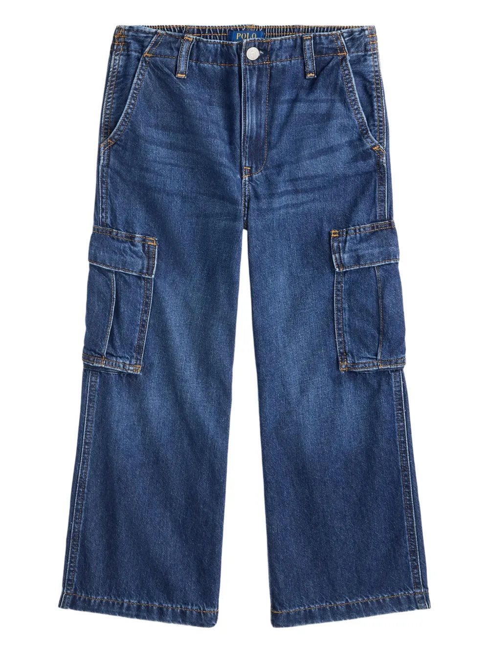 POLO RALPH LAUREN KIDS cargo-pocket wide-leg jeans - ブルー POLO RALPH LAUREN KIDS cargo-pocket wide-leg jeans - ブルー