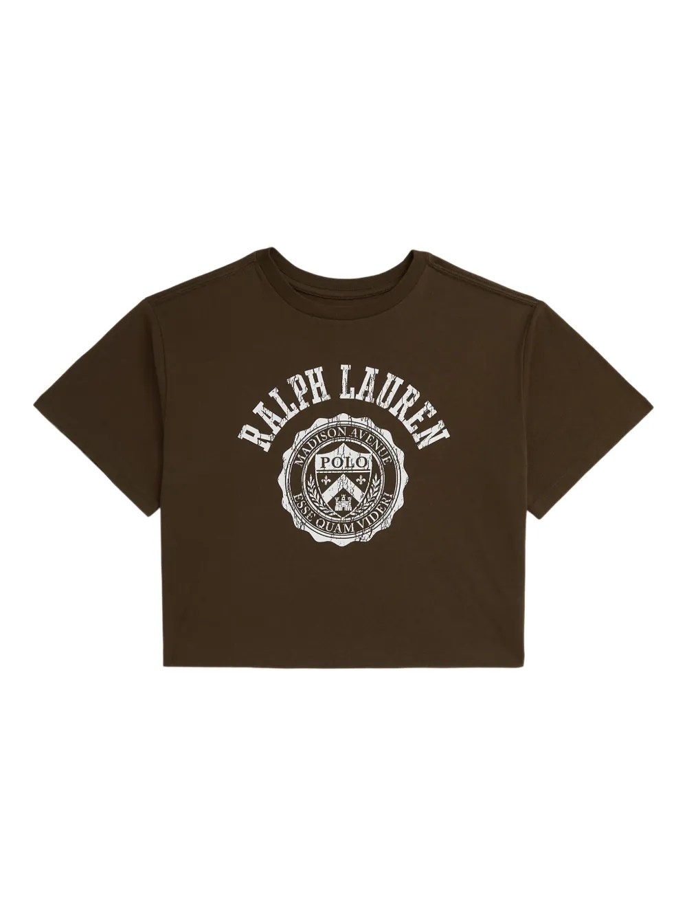 POLO RALPH LAUREN KIDS Cropped T-shirt met logoprint Bruin