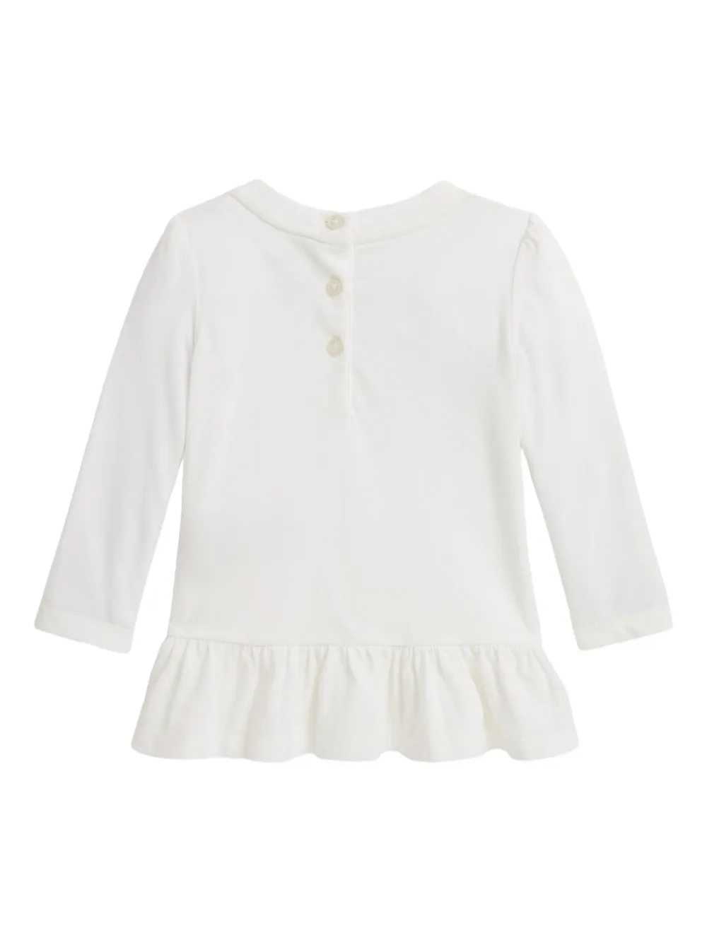 POLO RALPH LAUREN KIDS T-shirt met beerprint en ruches Wit
