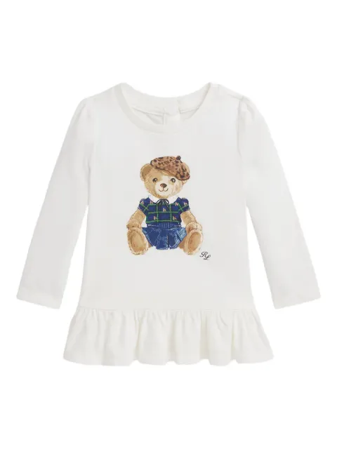 POLO RALPH LAUREN KIDS playera con volantes y motivo de oso