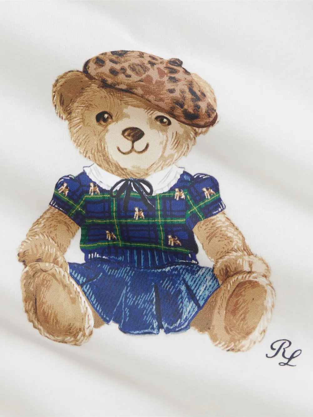 POLO RALPH LAUREN KIDS T-shirt met beerprint en ruches Wit