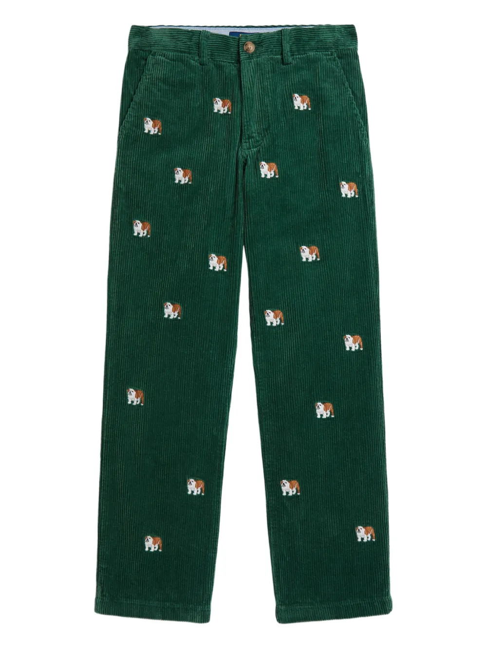 POLO RALPH LAUREN KIDS Bedford embroidered corduroy trousers Groen