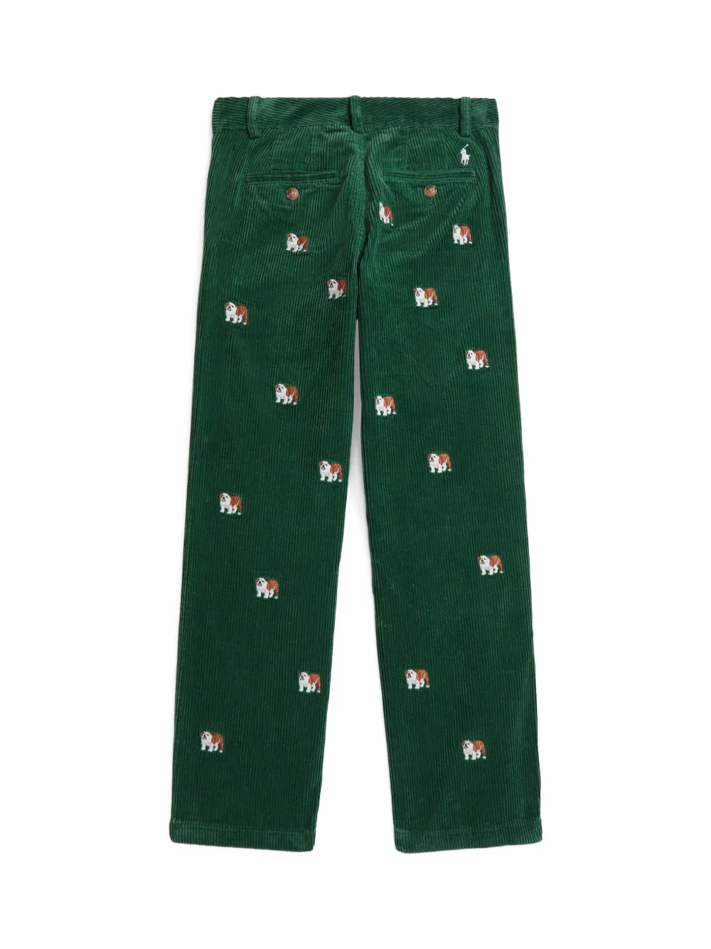 POLO RALPH LAUREN KIDS Bedford ribfluwelen broek met borduurwerk Groen