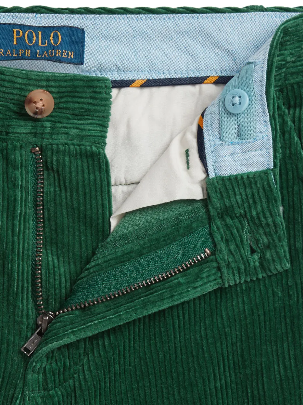 POLO RALPH LAUREN KIDS Bedford ribfluwelen broek met borduurwerk Groen