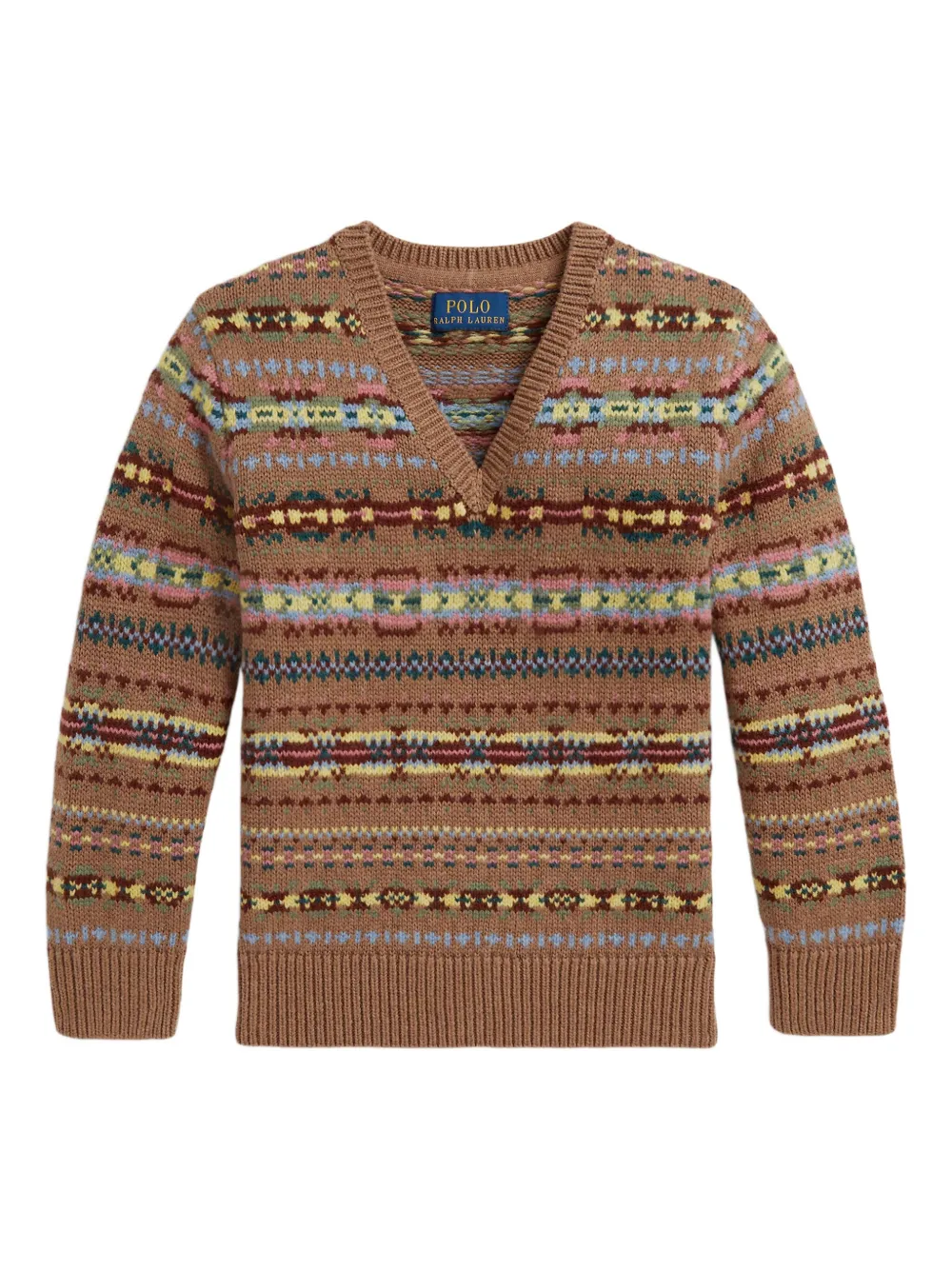 POLO RALPH LAUREN KIDS Trui met patroon en V-hals Bruin