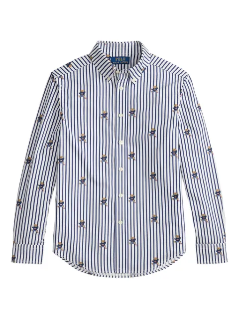 POLO RALPH LAUREN KIDS striped bear-motif shirt