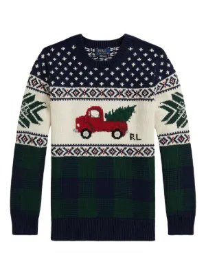 POLO RALPH LAUREN KIDS Dog Motif Knit Sweater | Blue | FARFETCH ZA
