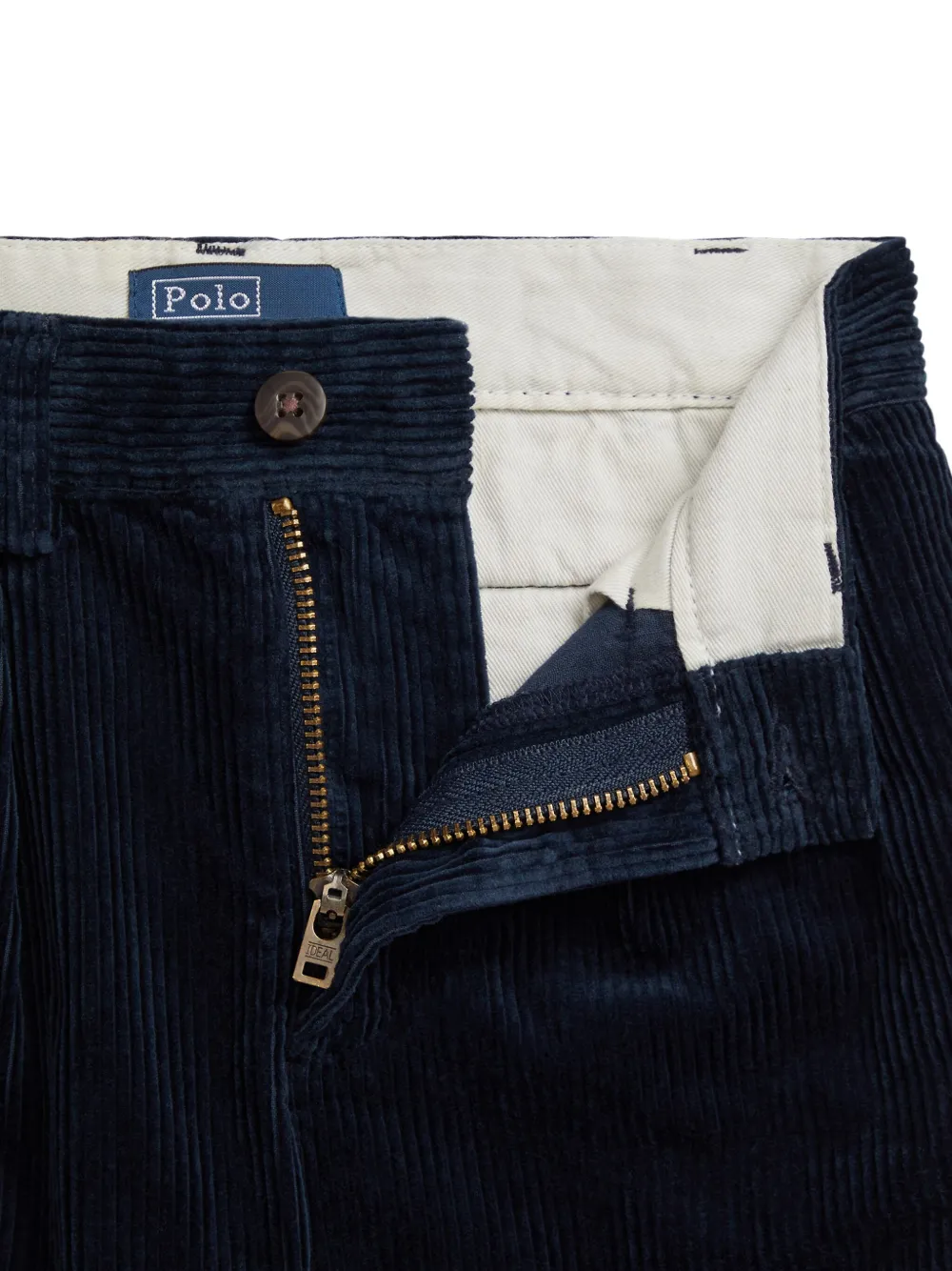 POLO RALPH LAUREN KIDS Ribfluwelen broek met platte voorkant Blauw
