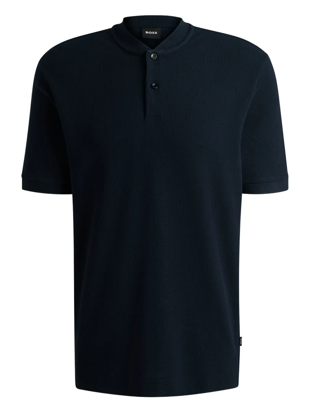 BOSS Fijngebreid Henley overhemd Blauw