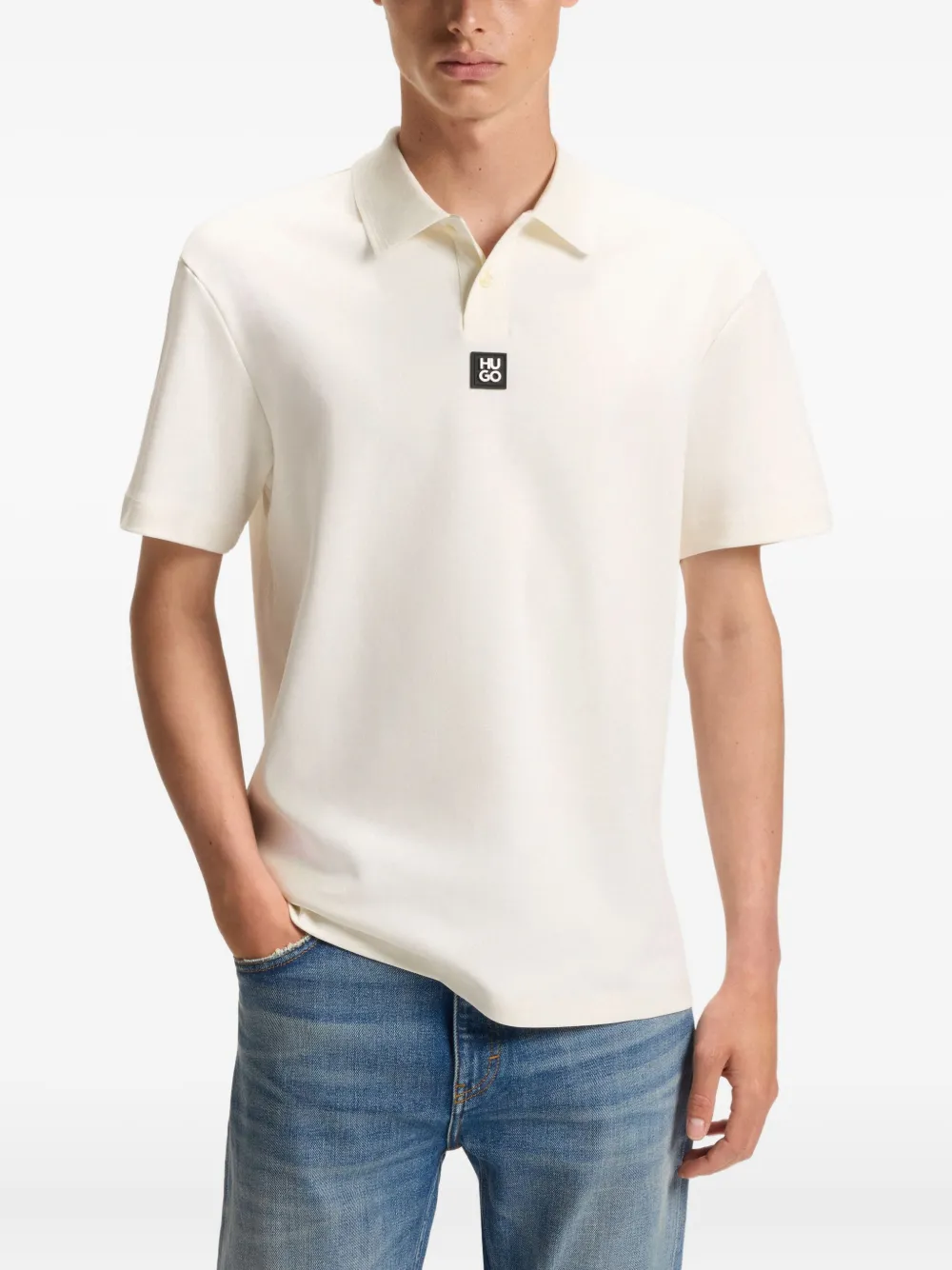 Hugo Boss Poloshirt Mit Logo-patch In White