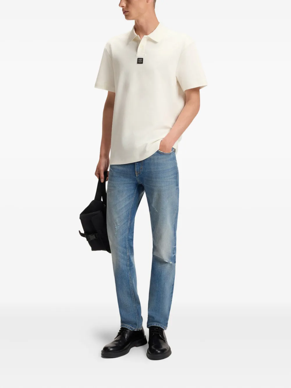 Hugo Boss Poloshirt Mit Logo-patch In White