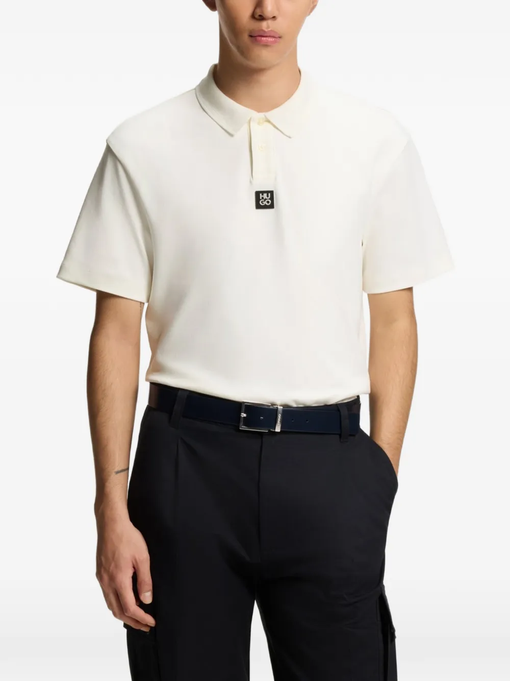 HUGO Poloshirt met logopatch Beige