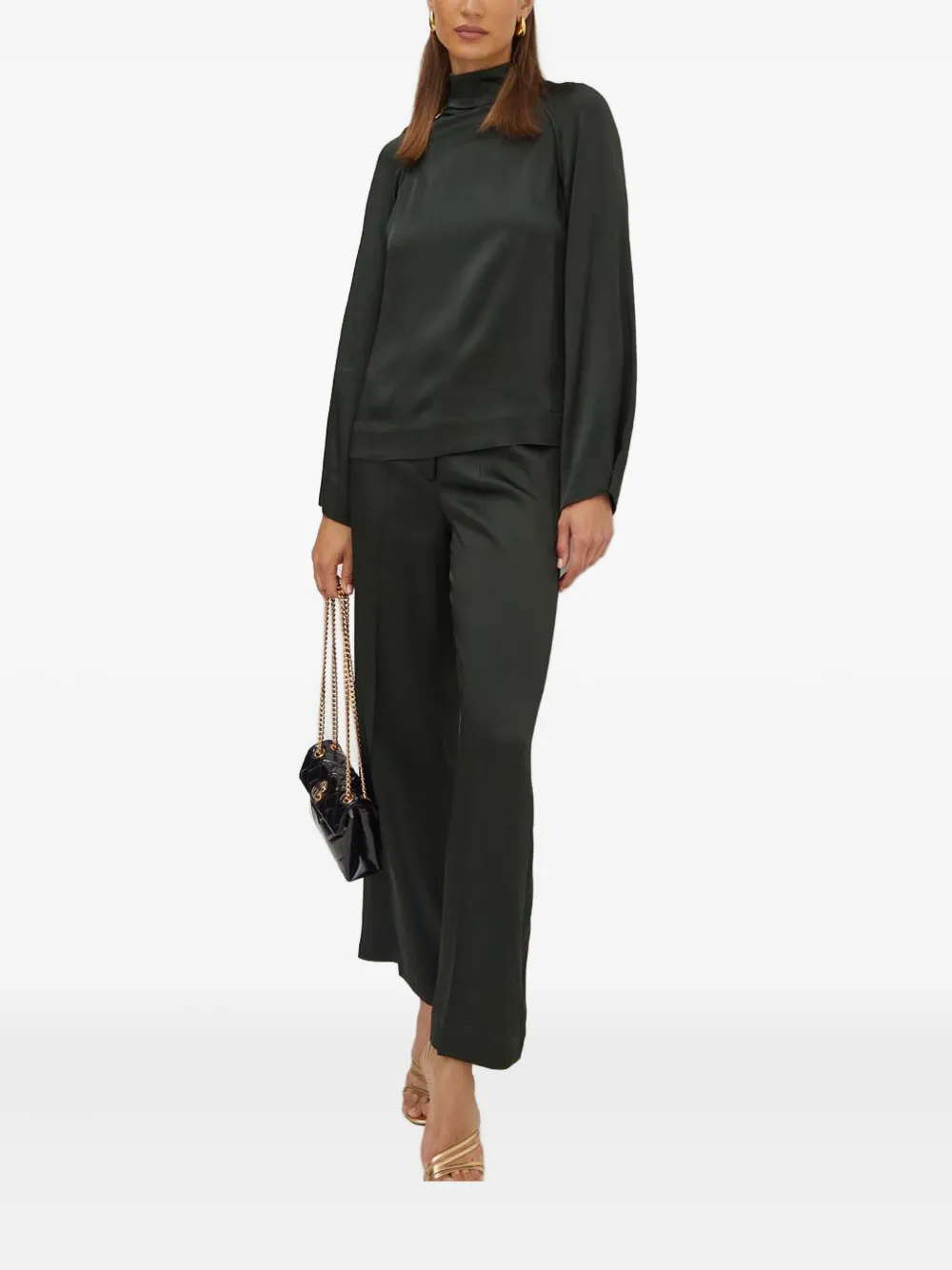 Liviana Conti Blouse met raglan mouwen en gedrapeerde hals - Zwart