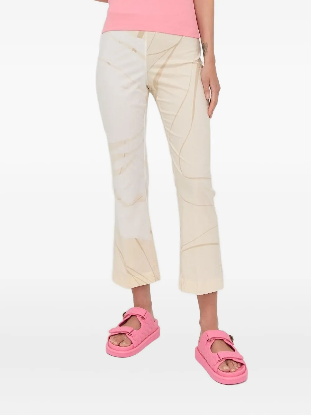 Liviana Conti abstract-print cropped-leg trousers - ニュートラル Liviana Conti abstract-print cropped-leg trousers - ニュートラル
