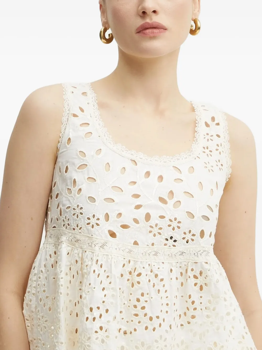 Ermanno Scervino Embroidery-eyelet Lace-trim Top In White