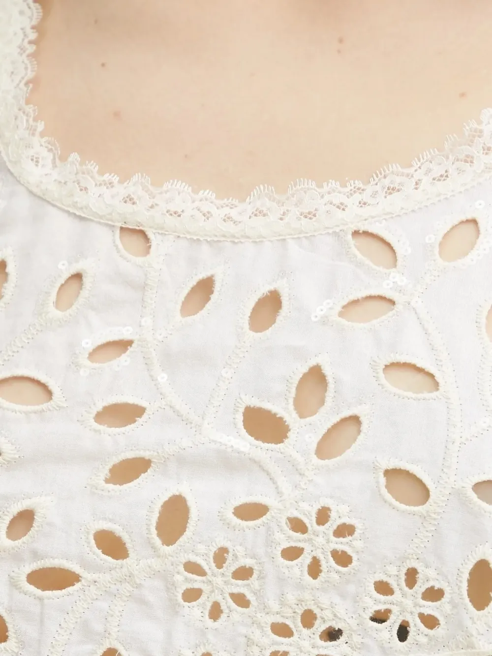 Ermanno Scervino Embroidery-eyelet Lace-trim Top In White