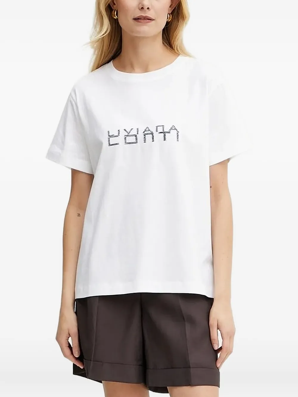 Liviana Conti Embroidered-logo T-shirt In White