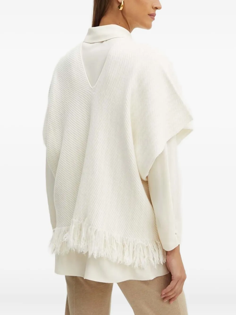 Liviana Conti Poncho met franje Beige