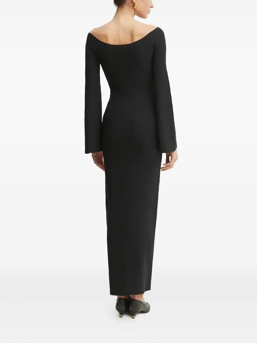 Liviana Conti boat-neck bell-sleeve maxi dress - Zwart