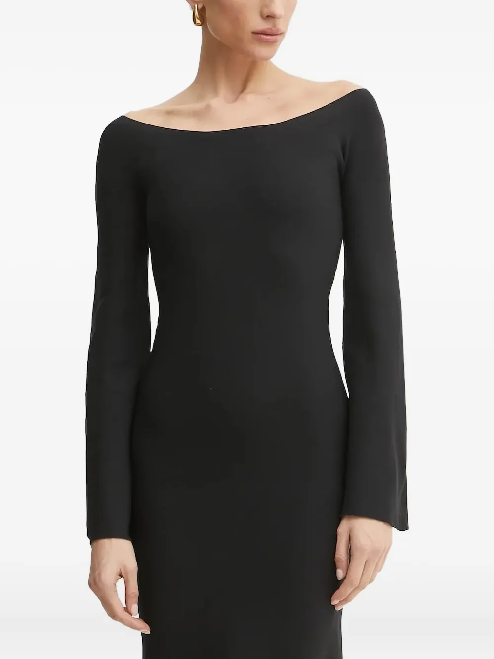 Liviana Conti Maxi-jurk met klokmouwen en boothals Zwart