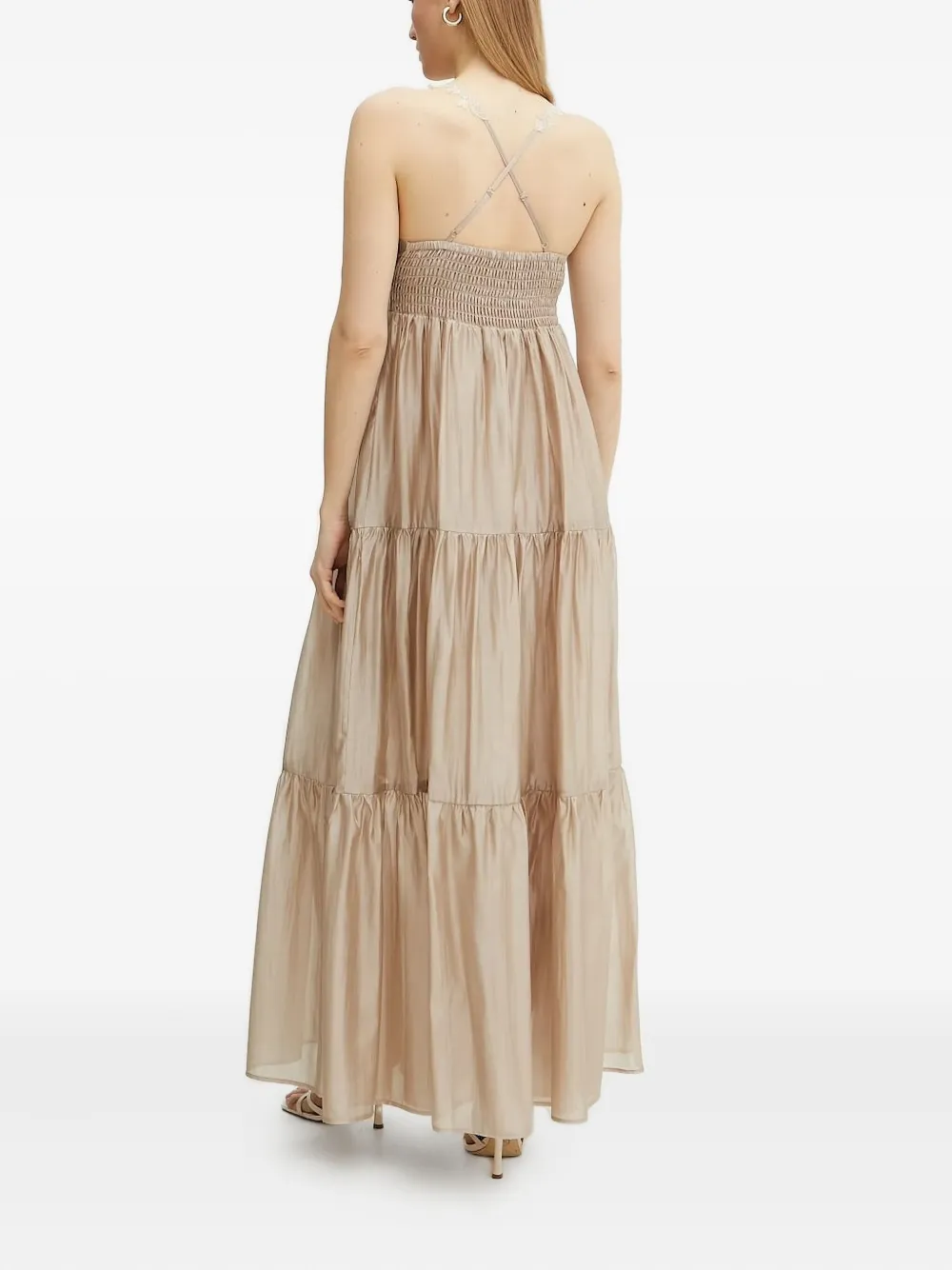 Ermanno Scervino lace-trimmed tiered maxi dress Beige