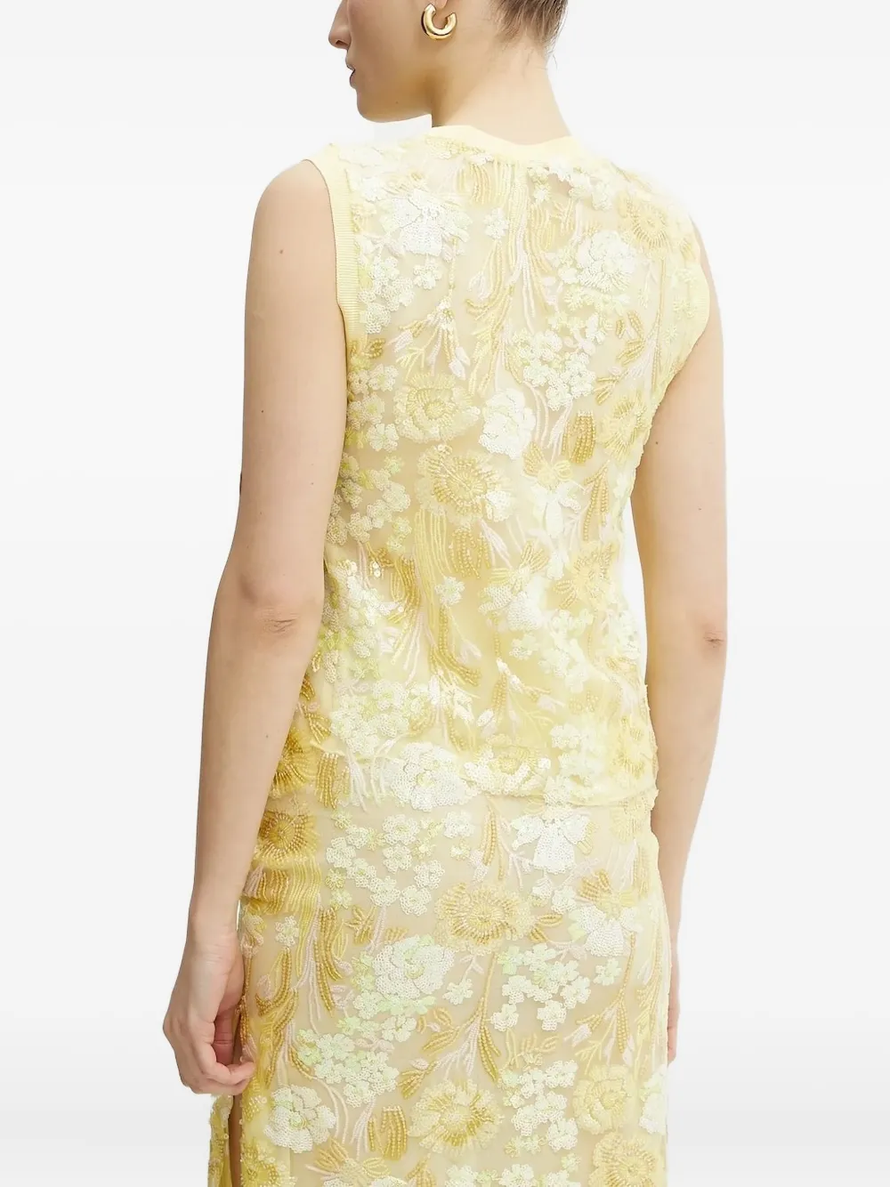Ermanno Scervino floral-embroidered midi dress Geel