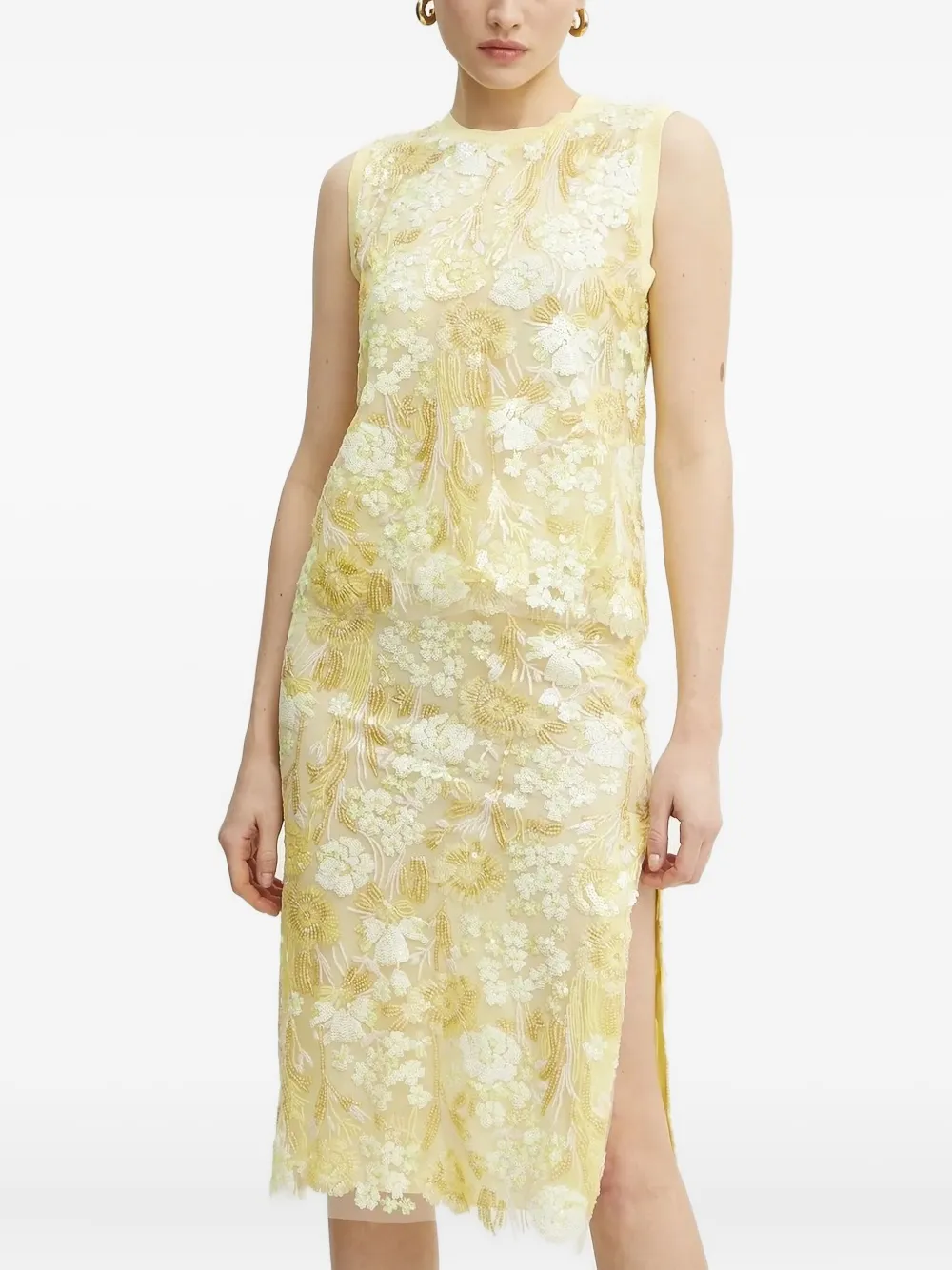 Ermanno Scervino floral-embroidered midi dress Geel