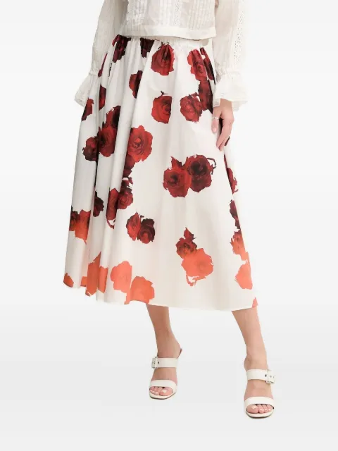 Liviana Conti rose-print pleated midi skirt