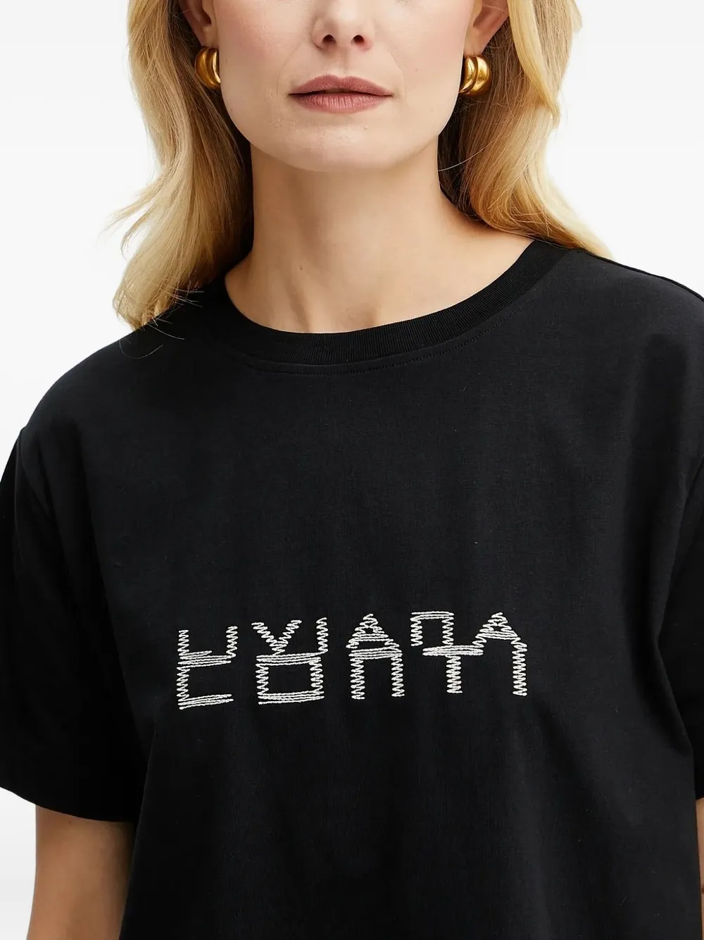 Liviana Conti T-shirt met geborduurd logo Zwart