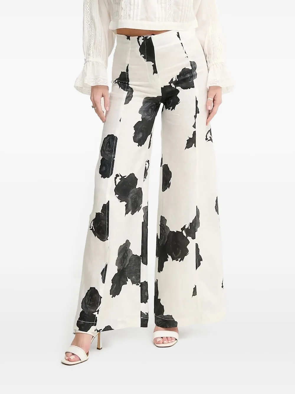 Liviana Conti Rose-print Palazzo Pants In Multi