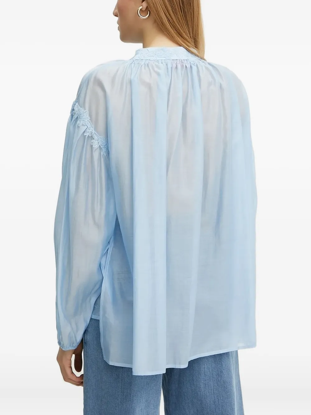 Ermanno Scervino lace-trimmed balloon-sleeve top | Blouses | Image 2