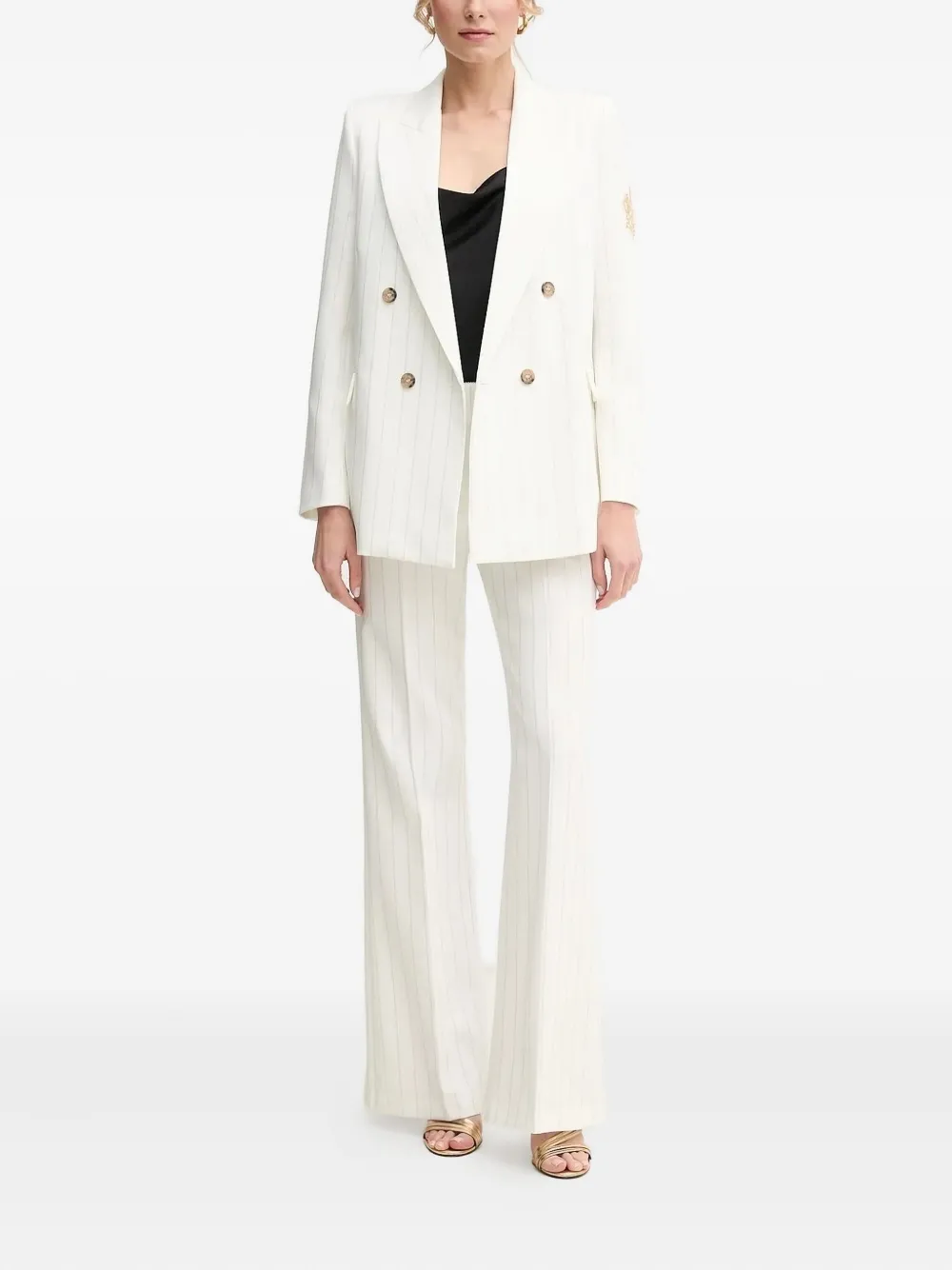 Ermanno Scervino Pinstripe-pattern Logo-patch Blazer In White