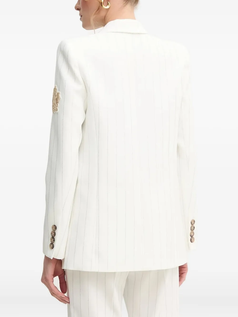 Ermanno Scervino Pinstripe-pattern Logo-patch Blazer In White