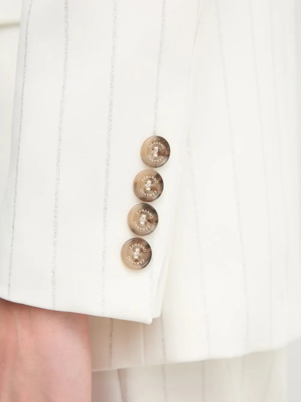Ermanno Scervino Pinstripe-pattern Logo-patch Blazer In White