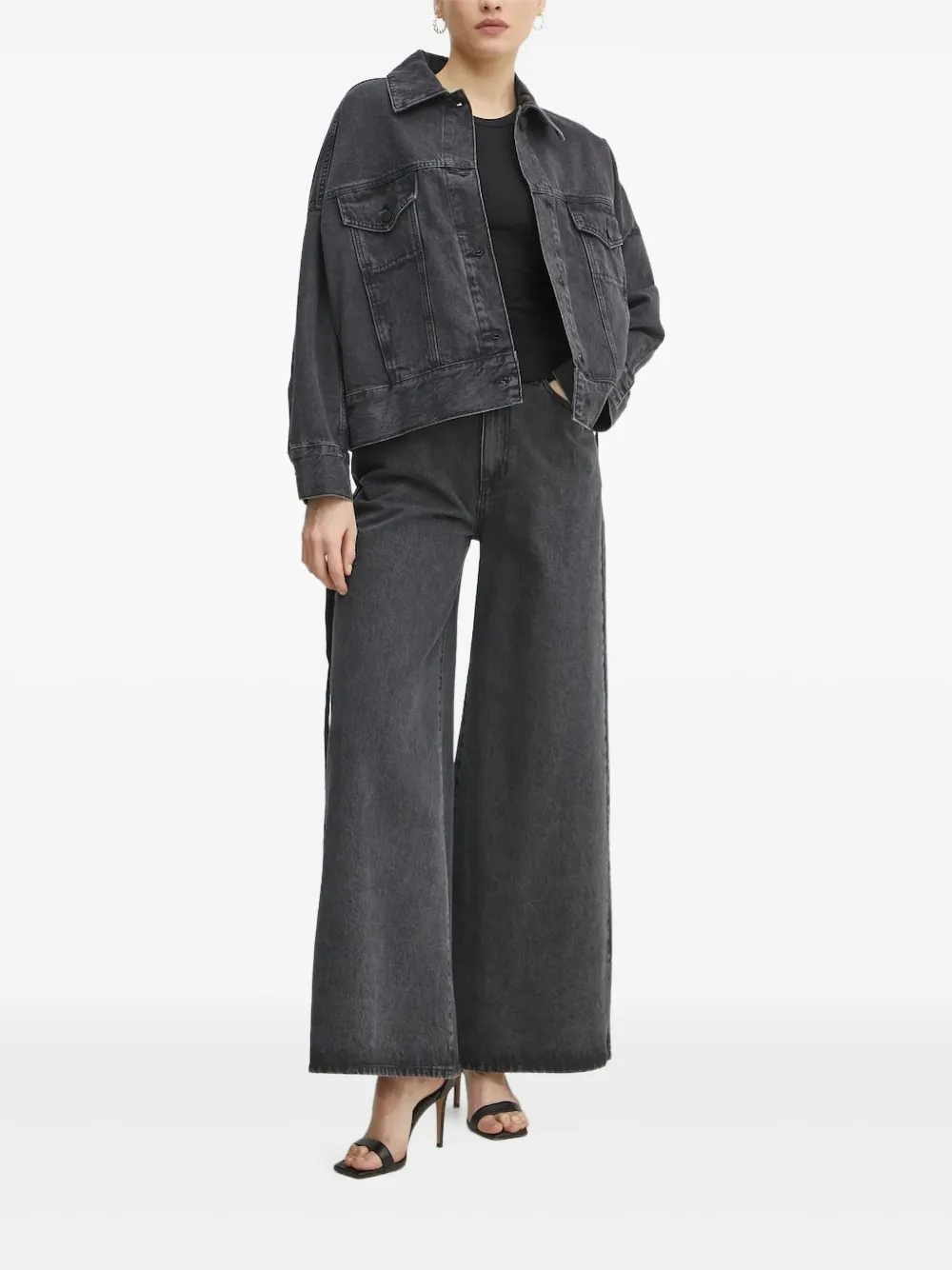 Liviana Conti cotton wide-leg jeans | Grey | Image 1