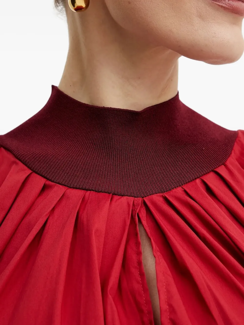 Liviana Conti Geplooide maxi-jurk met hoge hals Rood