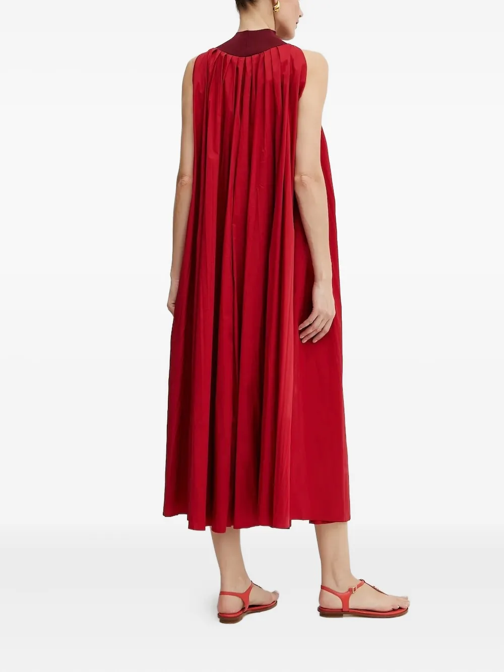Liviana Conti Geplooide maxi-jurk met hoge hals Rood