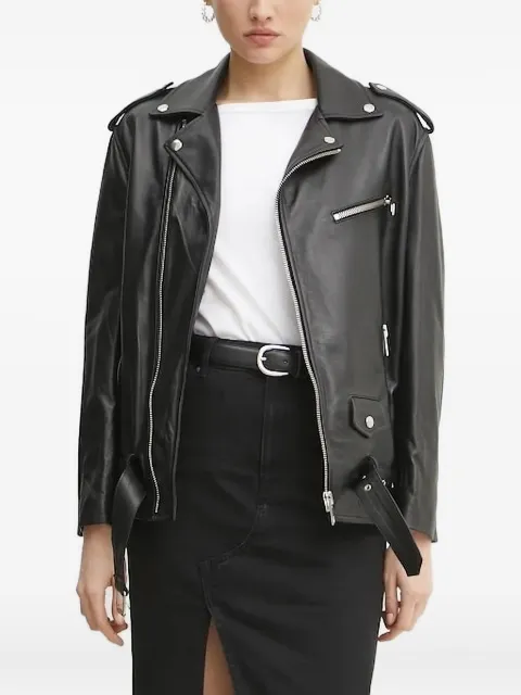 Liviana Conti belted leather biker jacket