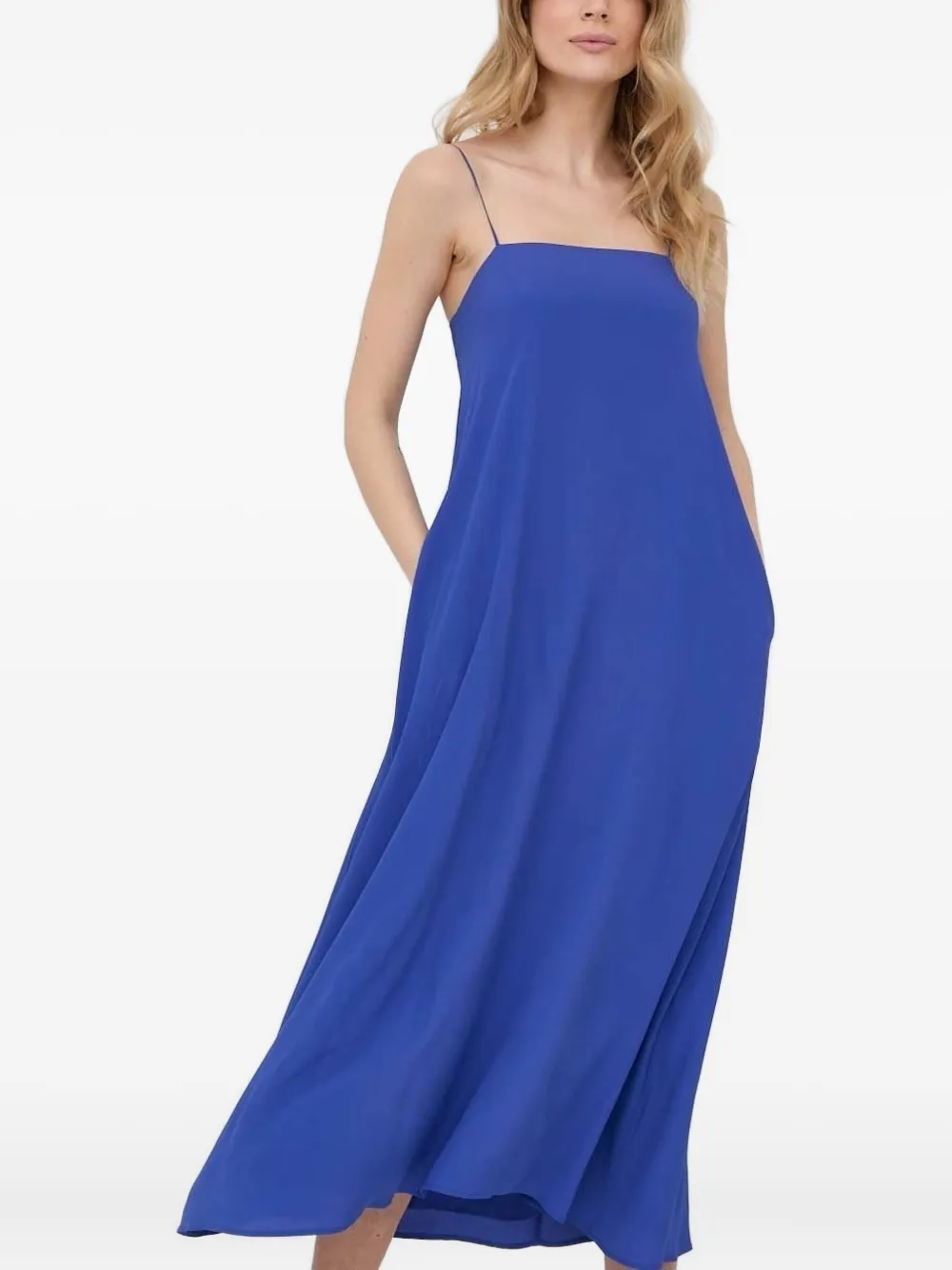 Liviana Conti Midi-jurk met vierkante hals Blauw