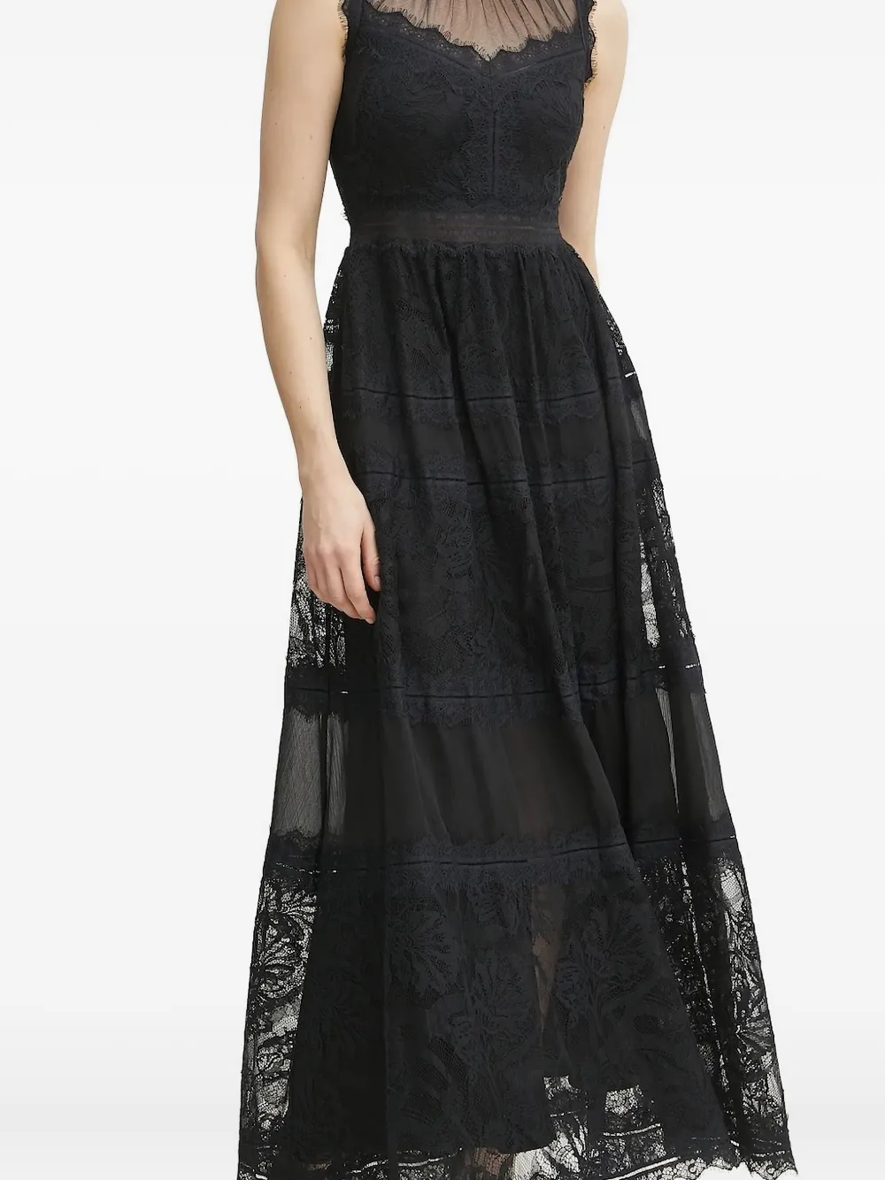 Ermanno Scervino high-neck lace maxi dress Zwart