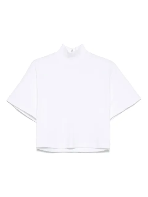 Alaïa high-neck short-sleeve blouse