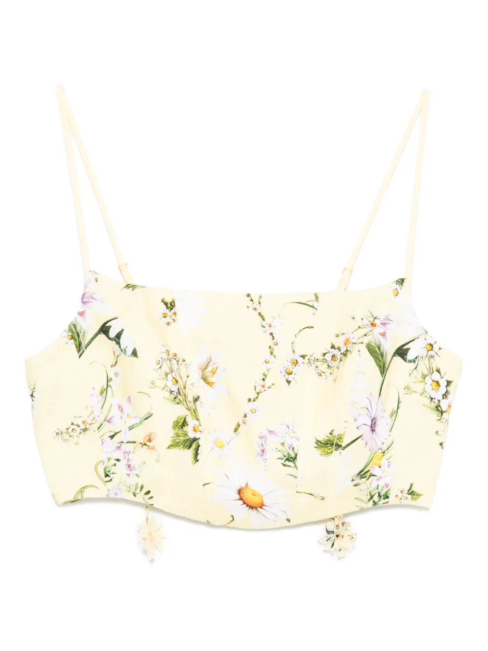 floral-print cropped top