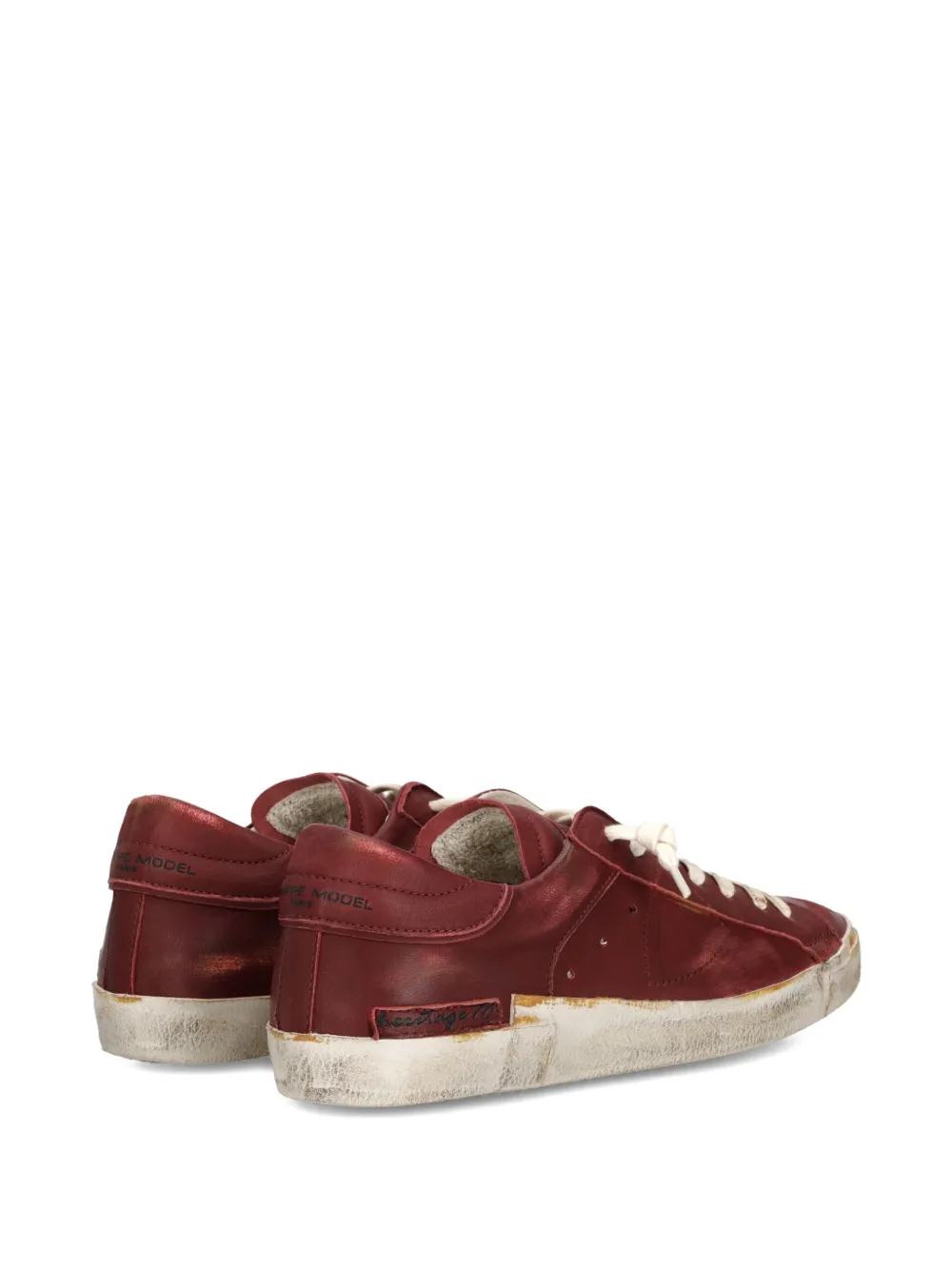 Prsx Distressed Leather Lace-Up Sneakers