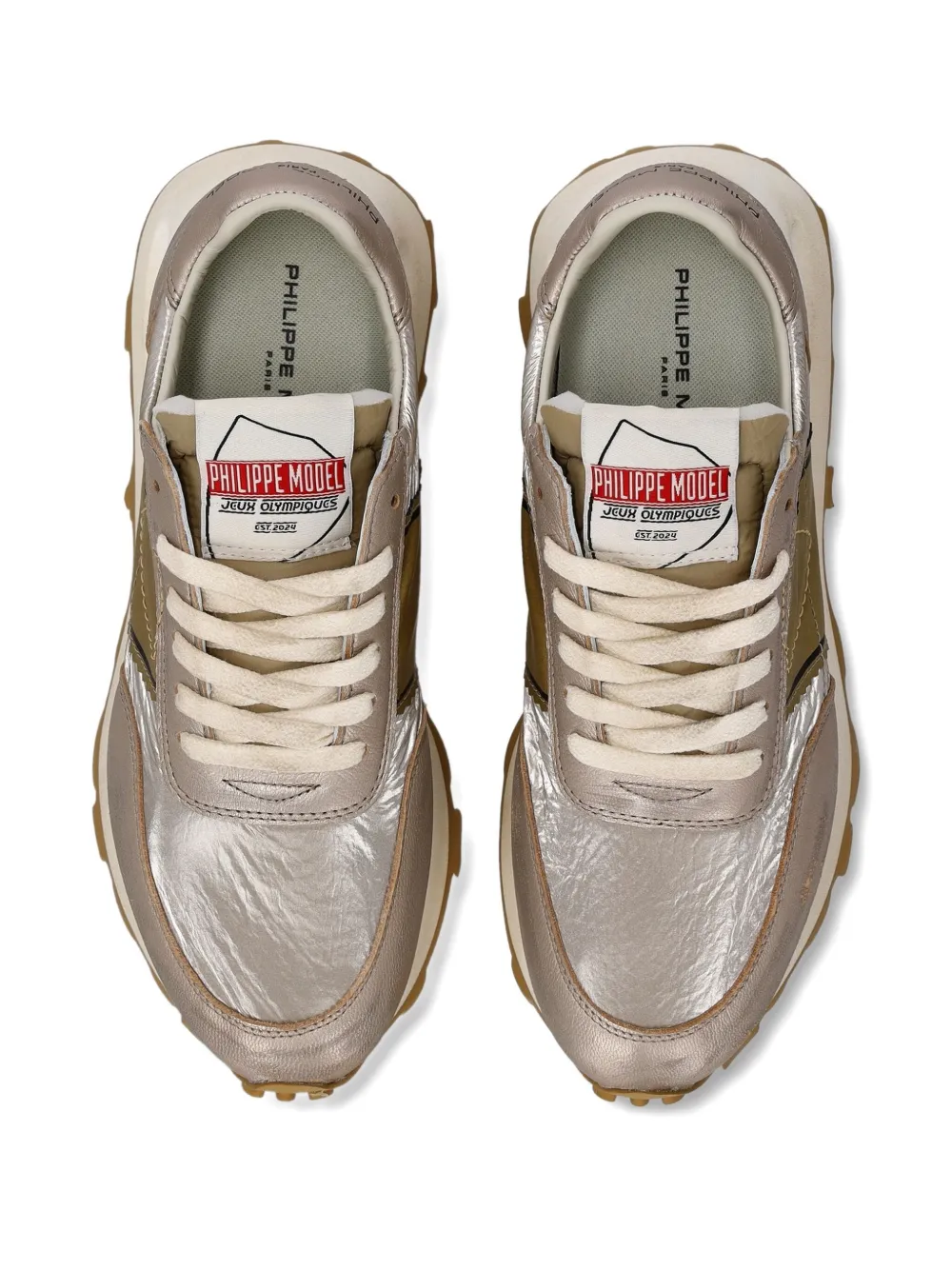 Philippe Model Paris metallic panel sneakers Neutrals