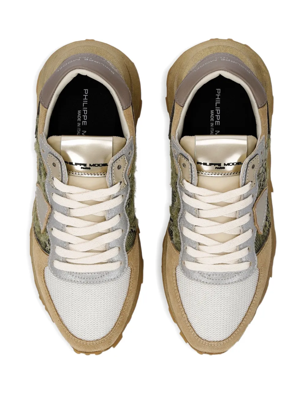Philippe Model Paris snakeskin-detailed trainers Green